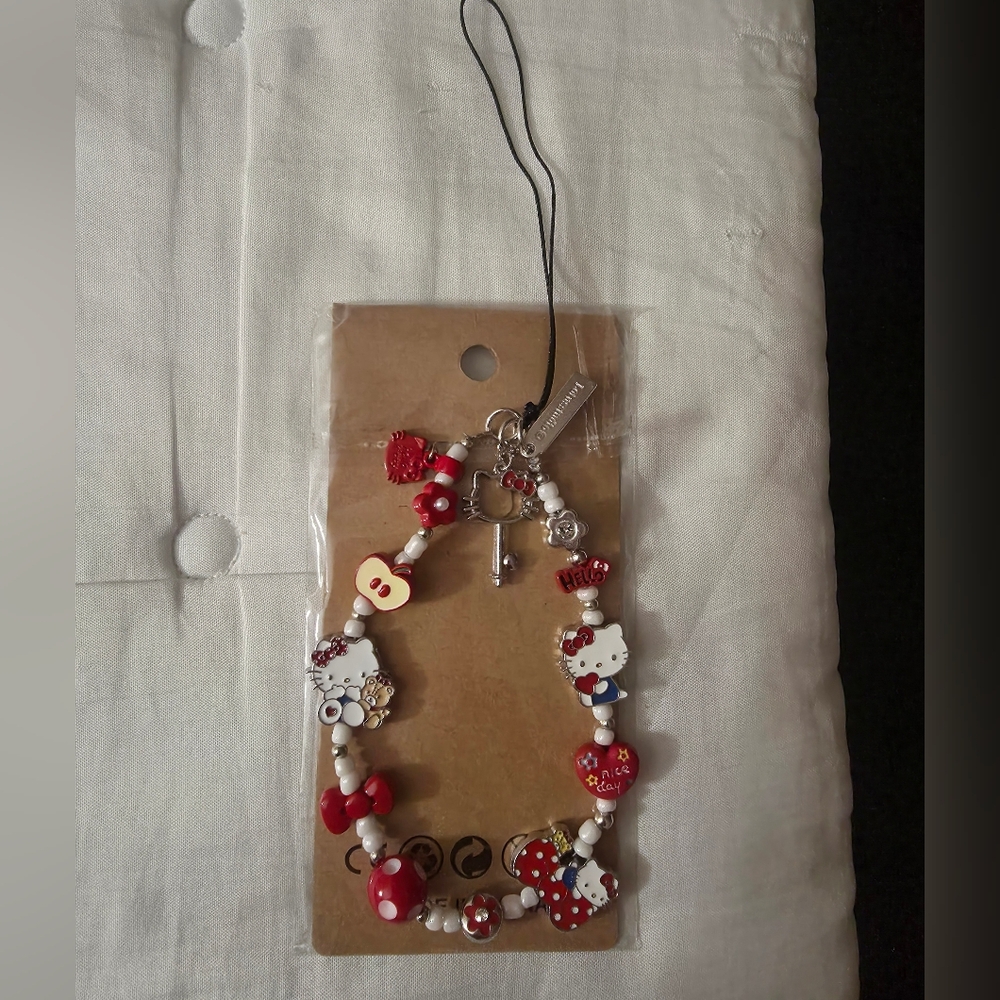 Hello Kitty Beaded Charm Phone Wrist Strap